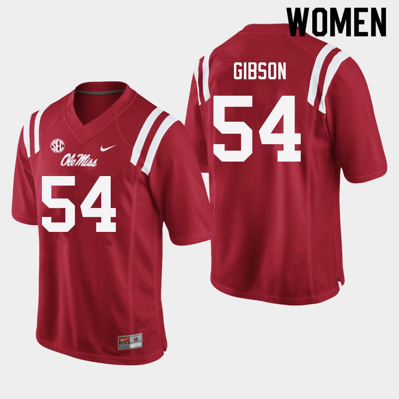 Women #54 Carter Gibson Ole Miss Rebels College Football Jerseys Sale-Red